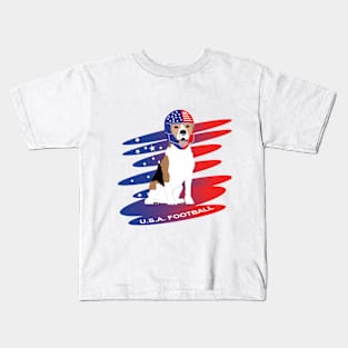 Dog with american football helmet Kids T-Shirt